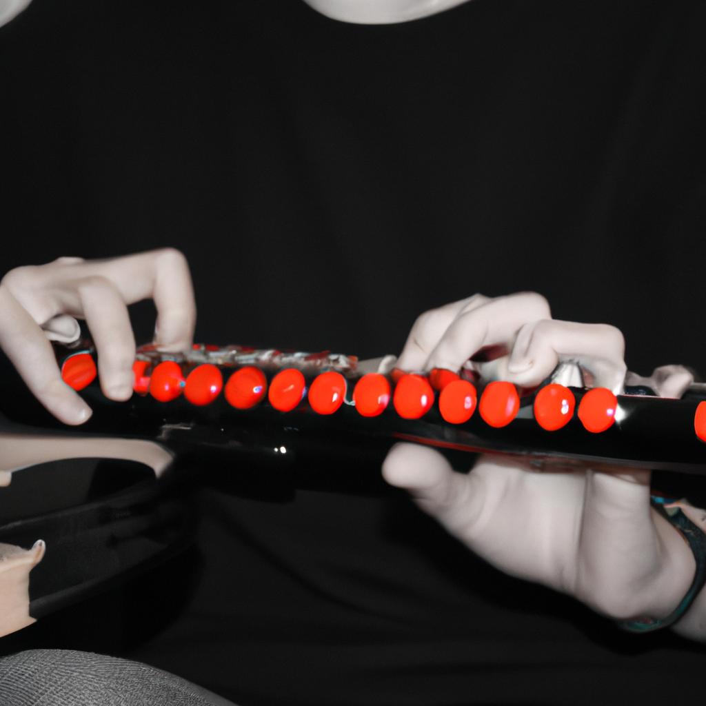Person playing musical instrument, composing