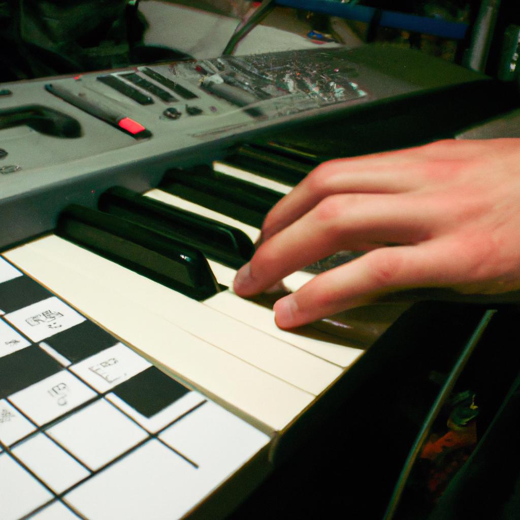 Person playing a synthesizer instrument
